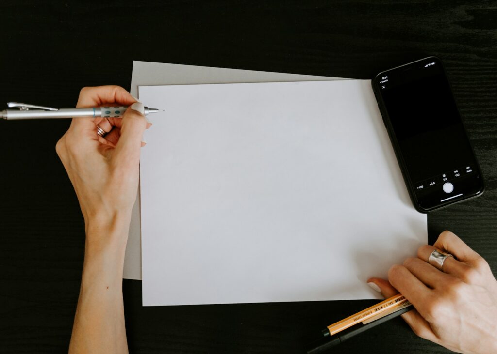 Hand writing on paper