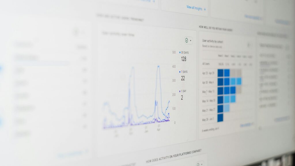 A screen showing a line chart of performance data