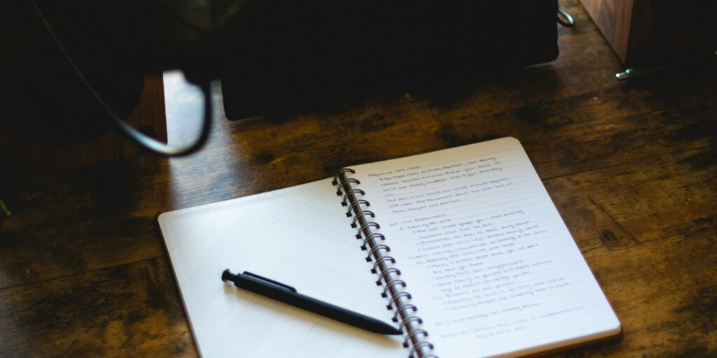 Notebook with handwritten notes