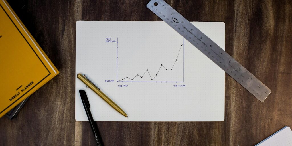 Hand-drawn growth chart on paper